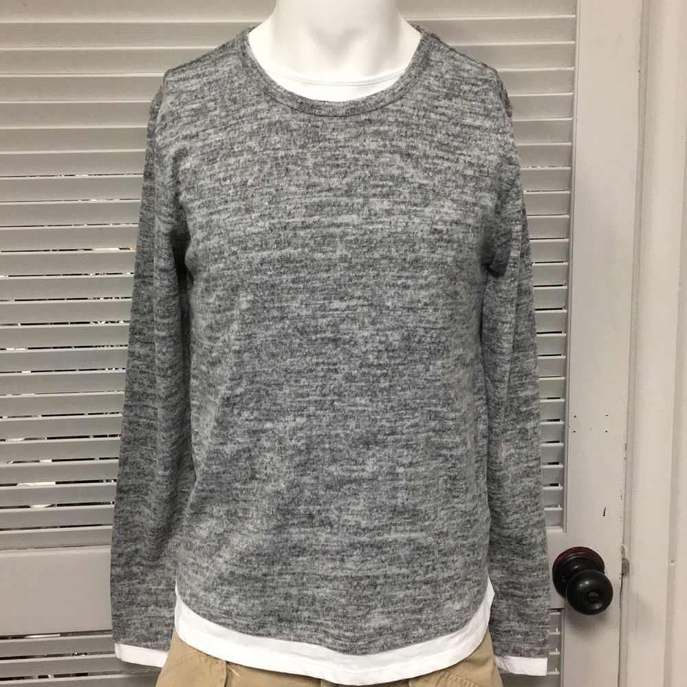 Brave Soul Gray Sweater With Under Shirt Illusion